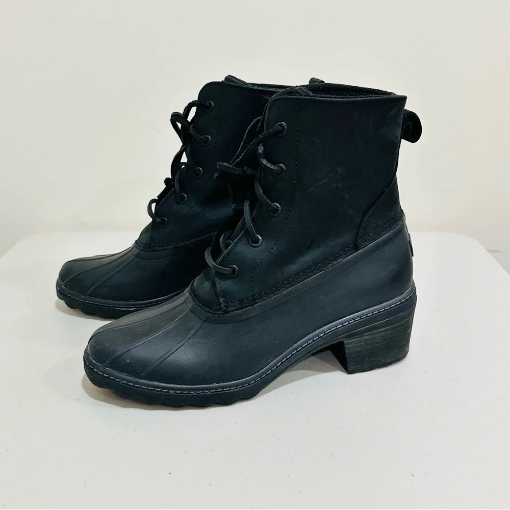 Women's Sperry Saltwater‎ Heel Duck Boots Black STS85478 Size 9Medium M Leather